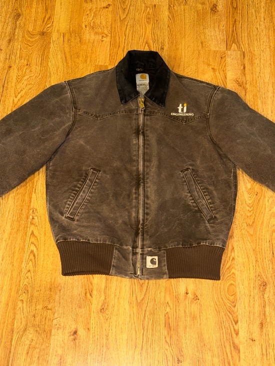 VTG Carhartt J14 CHT Santa Fe Bomber Work Canvas Jacket Chestnut Brown FADED